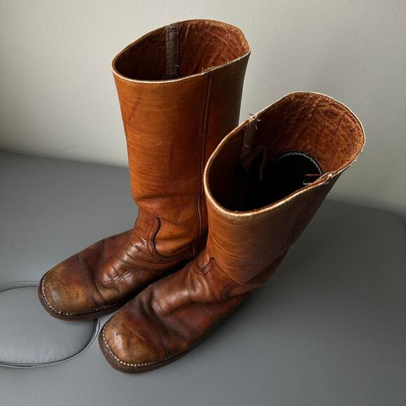 Vintage 60s 70s Frye Brown Mahogany Leather Campus Heel Boot - Picture 8 of 8